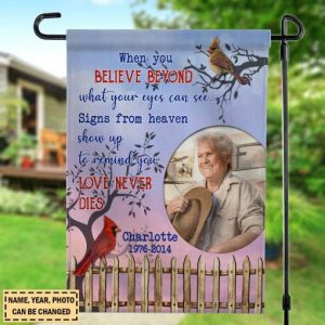 Personalized Love Never Dies Custom House Garden Flag